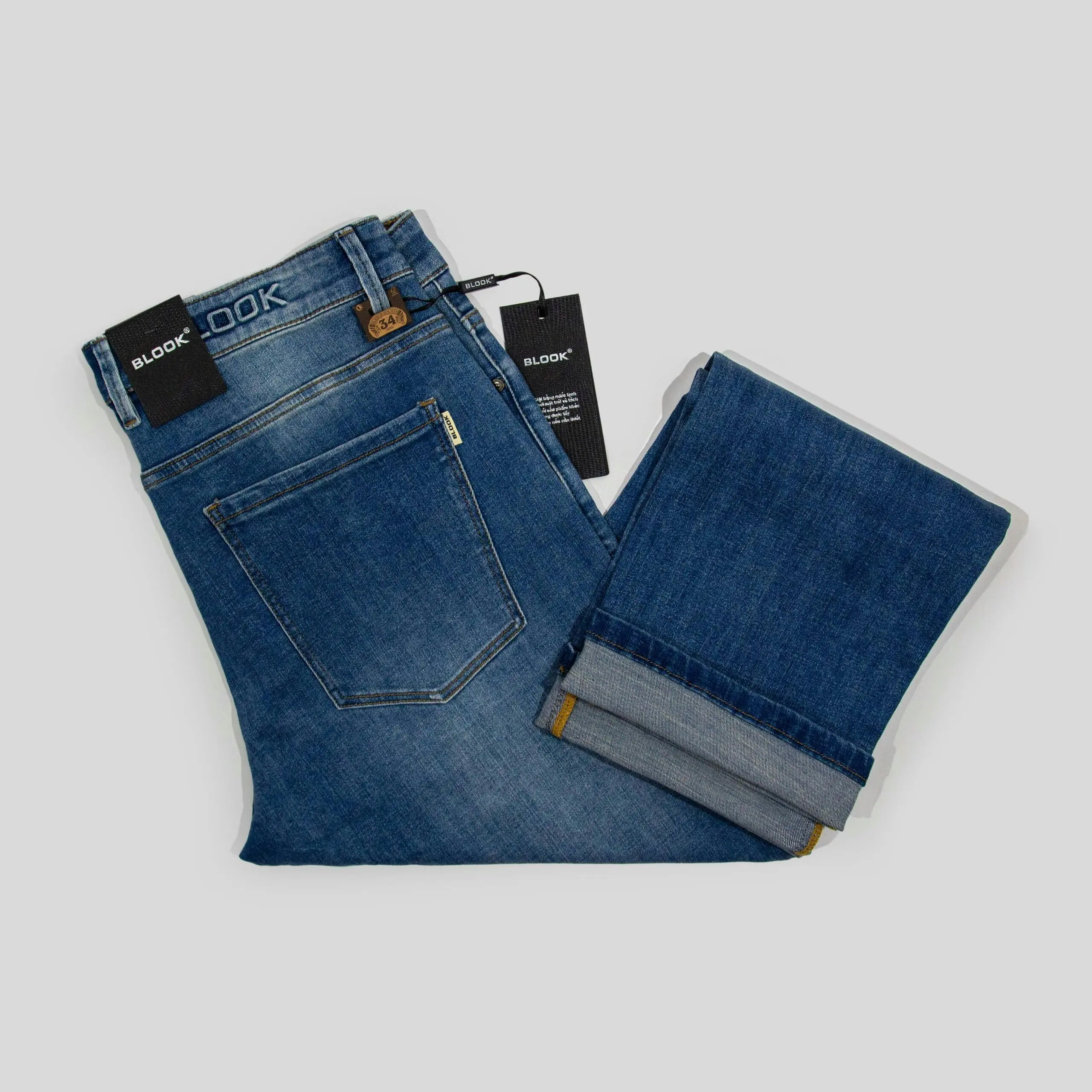 Denim product flat lay