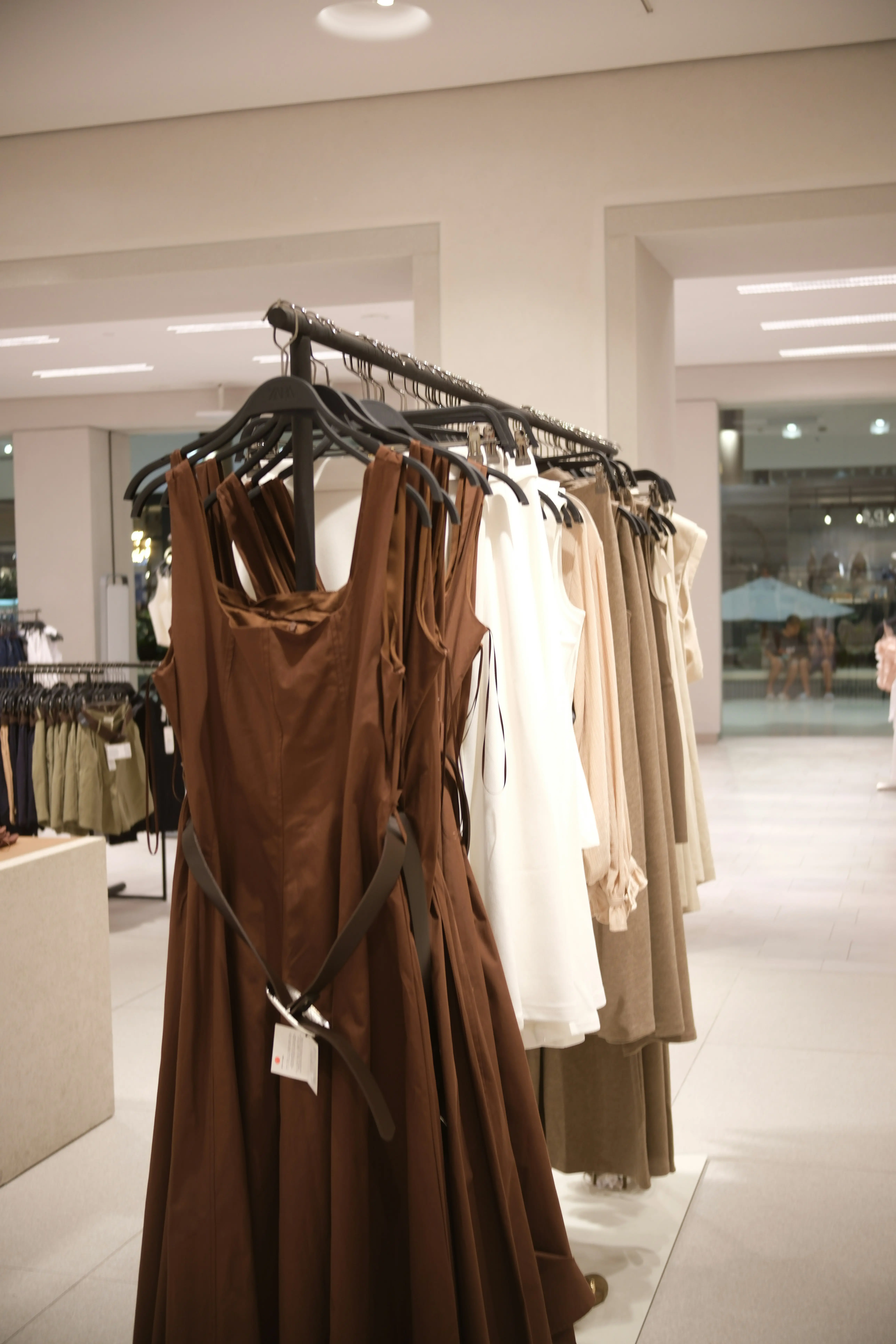 Dresses on a retail rail